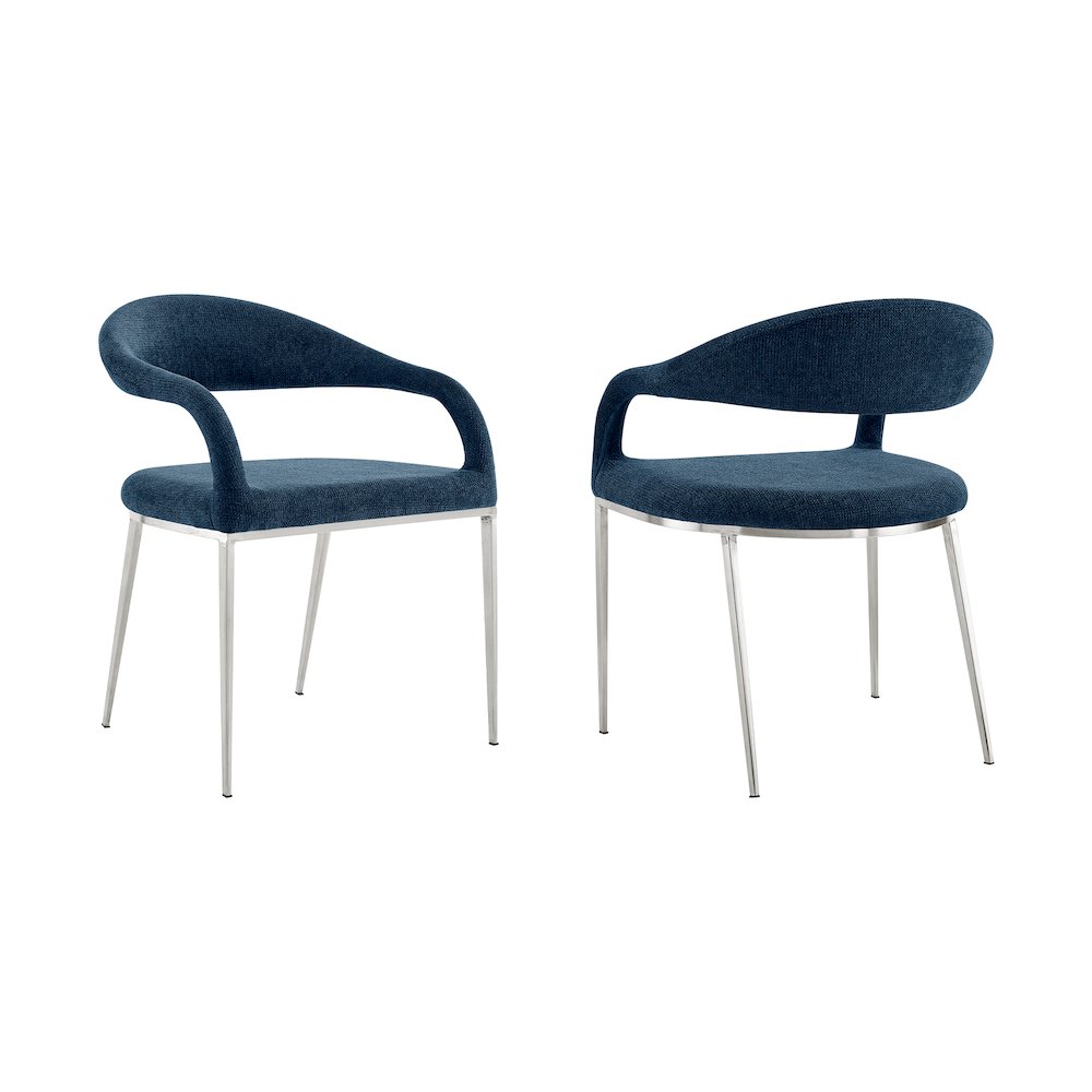 Morgan Upholstered Dining Chair with Brushed Stainless Steel. Picture 1
