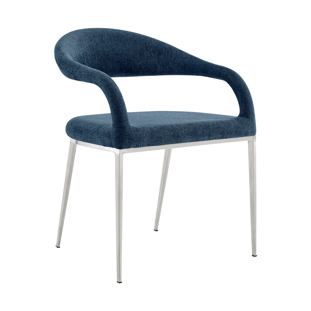 Morgan Upholstered Dining Chair with Brushed Stainless Steel. Picture 2