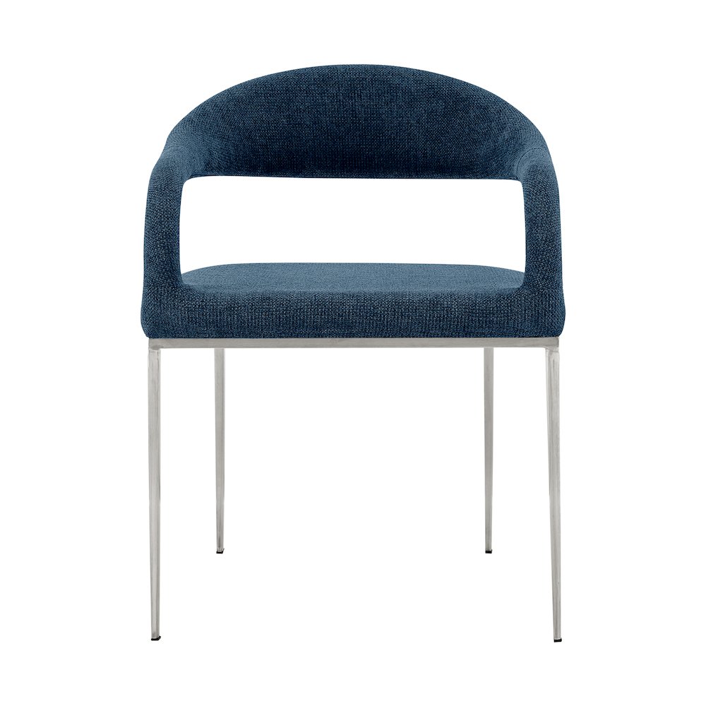Morgan Upholstered Dining Chair with Brushed Stainless Steel. Picture 3