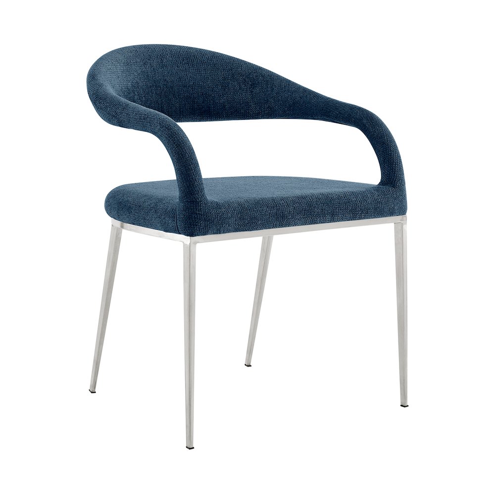 Morgan Upholstered Dining Chair with Brushed Stainless Steel. Picture 4