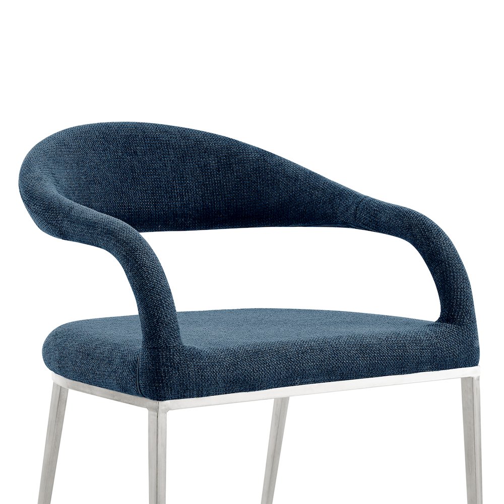 Morgan Upholstered Dining Chair with Brushed Stainless Steel. Picture 5