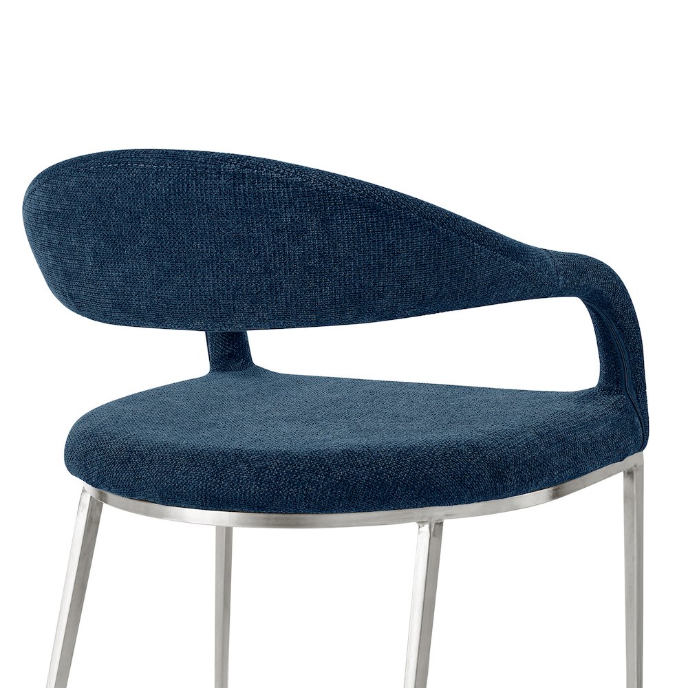 Morgan Upholstered Dining Chair with Brushed Stainless Steel. Picture 6