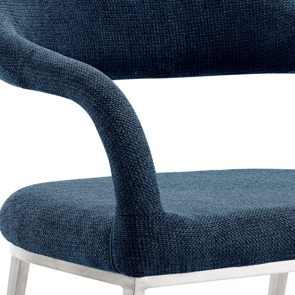 Morgan Upholstered Dining Chair with Brushed Stainless Steel. Picture 7
