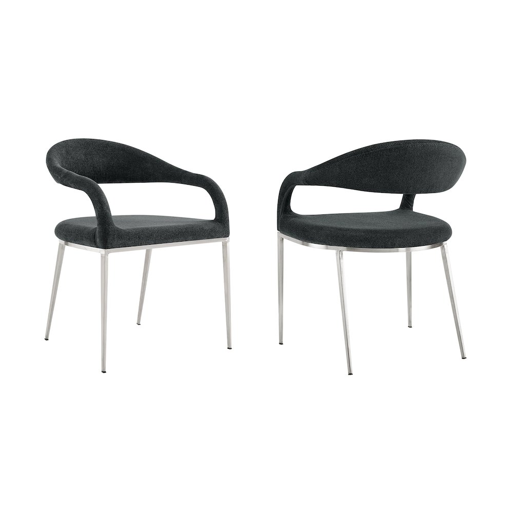 Morgan Upholstered Dining Chair with Brushed Stainless Steel. Picture 1
