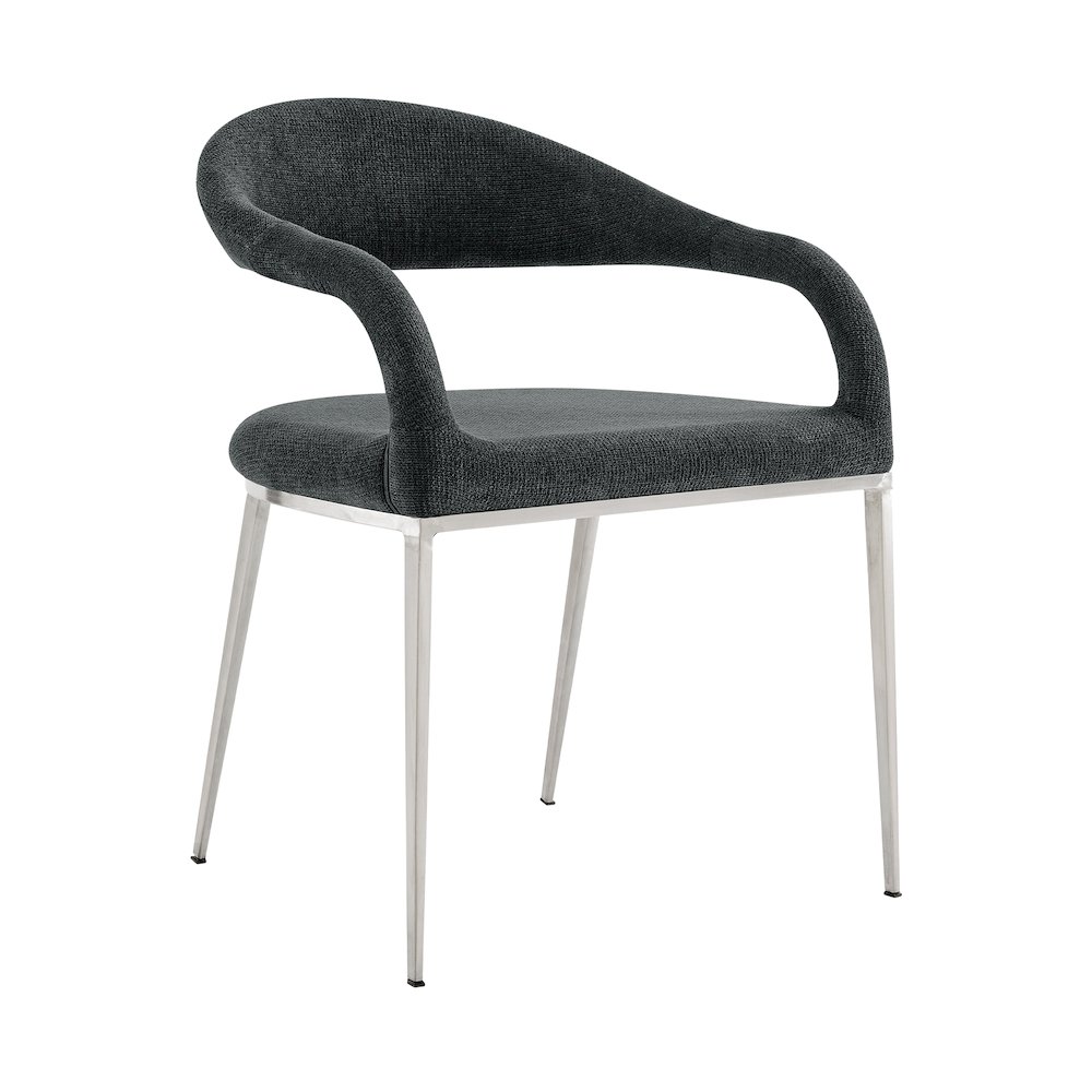Morgan Upholstered Dining Chair with Brushed Stainless Steel. Picture 2