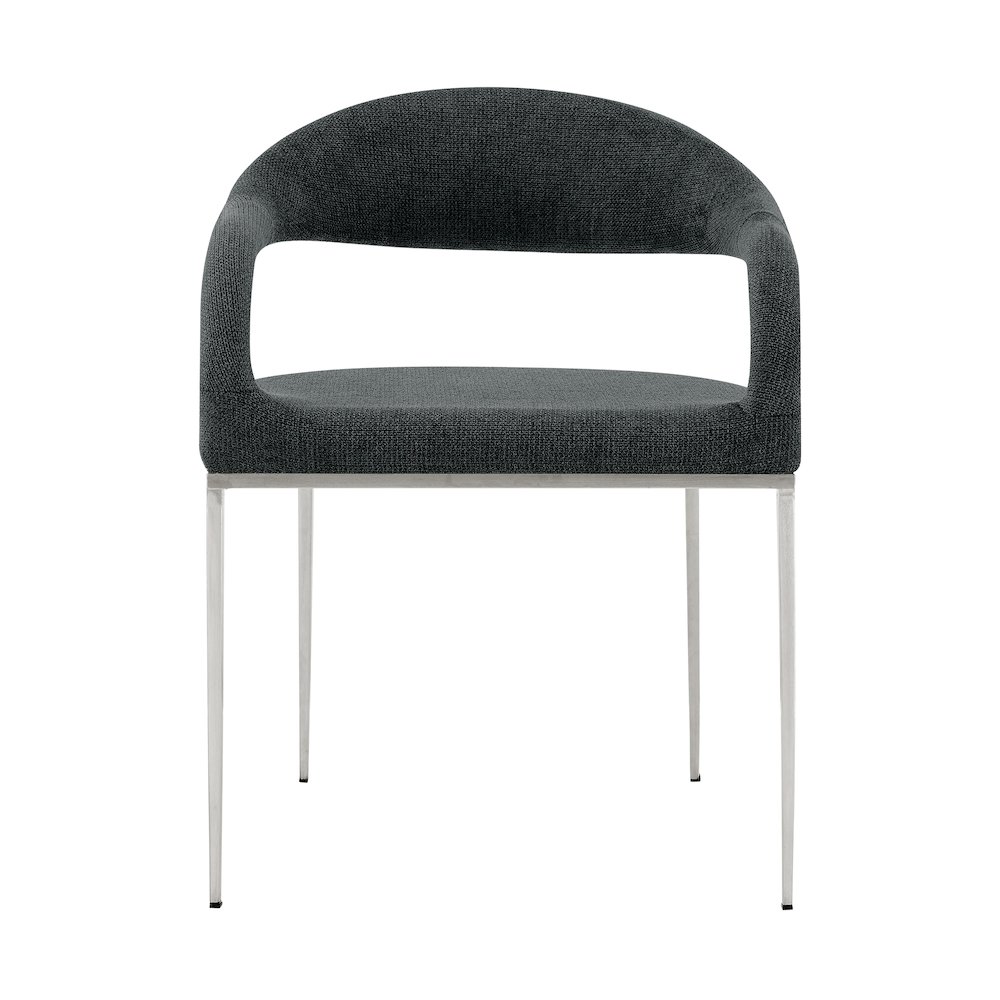 Morgan Upholstered Dining Chair with Brushed Stainless Steel. Picture 3