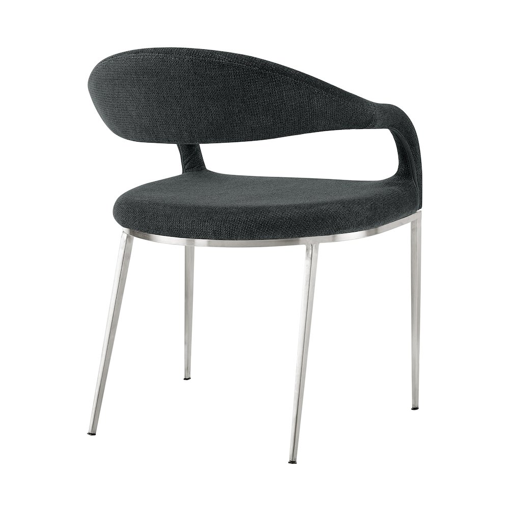 Morgan Upholstered Dining Chair with Brushed Stainless Steel. Picture 4