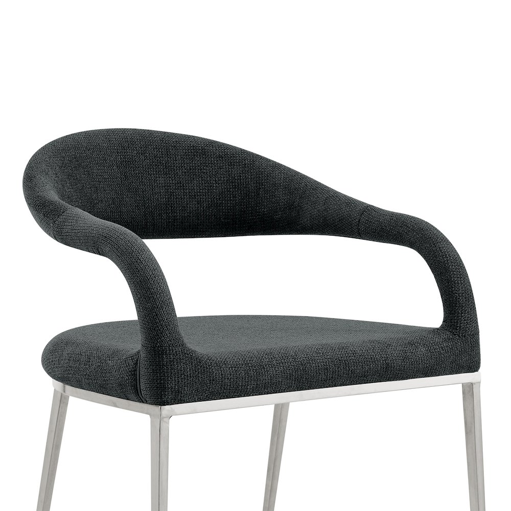 Morgan Upholstered Dining Chair with Brushed Stainless Steel. Picture 5