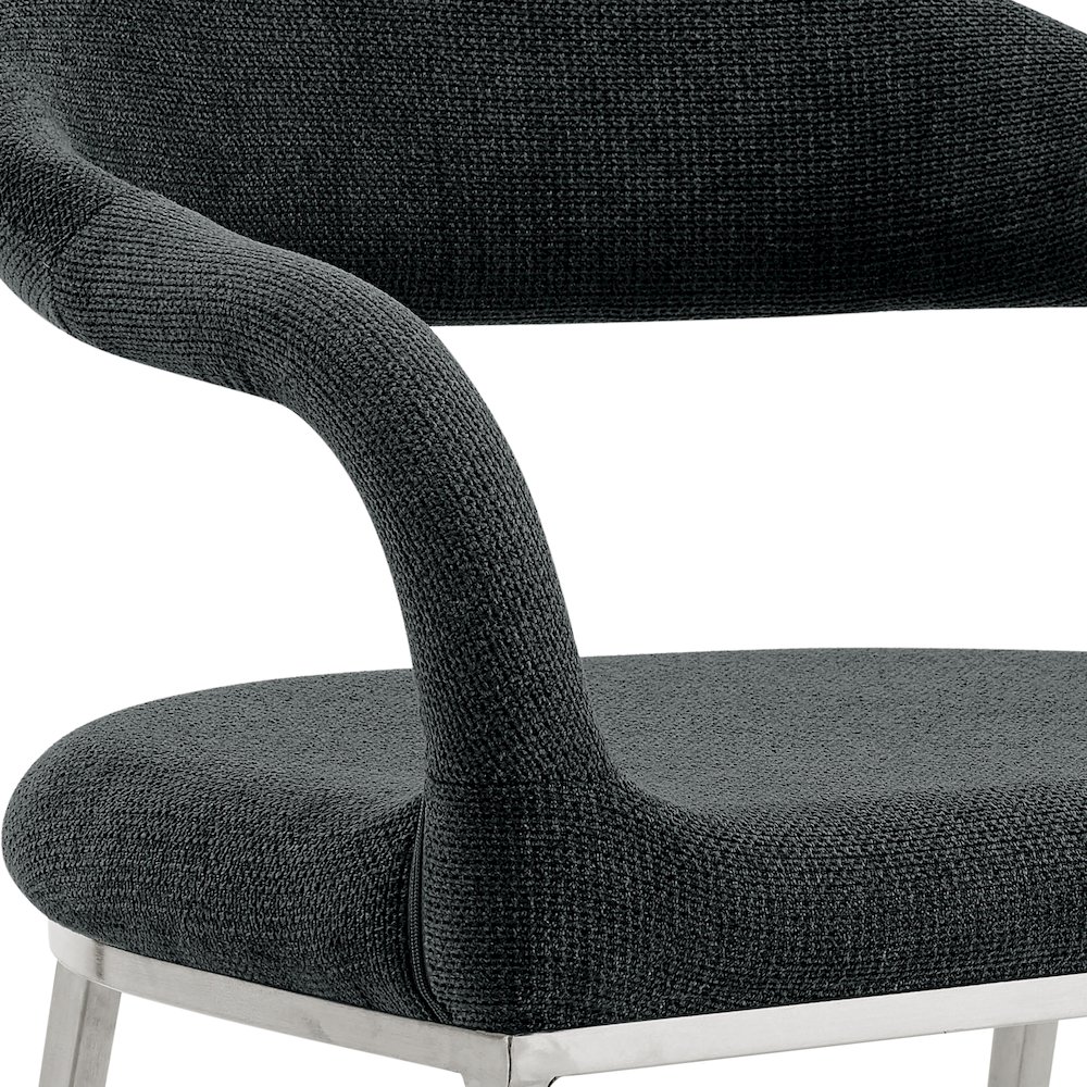 Morgan Upholstered Dining Chair with Brushed Stainless Steel. Picture 7