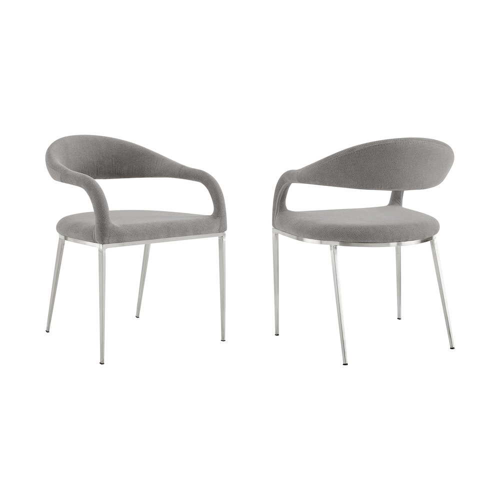Morgan Upholstered Dining Chair with Brushed Stainless Steel. Picture 1