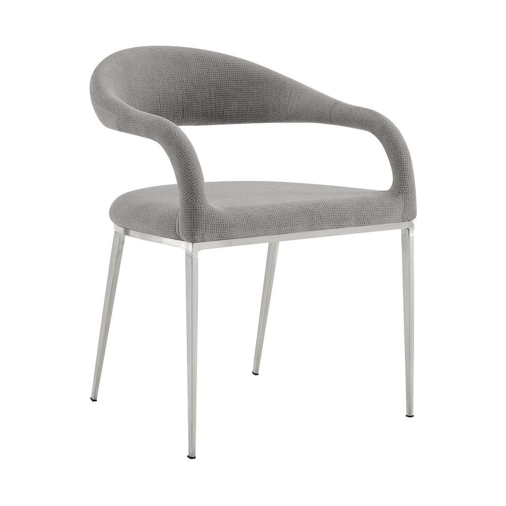Morgan Upholstered Dining Chair with Brushed Stainless Steel. Picture 2