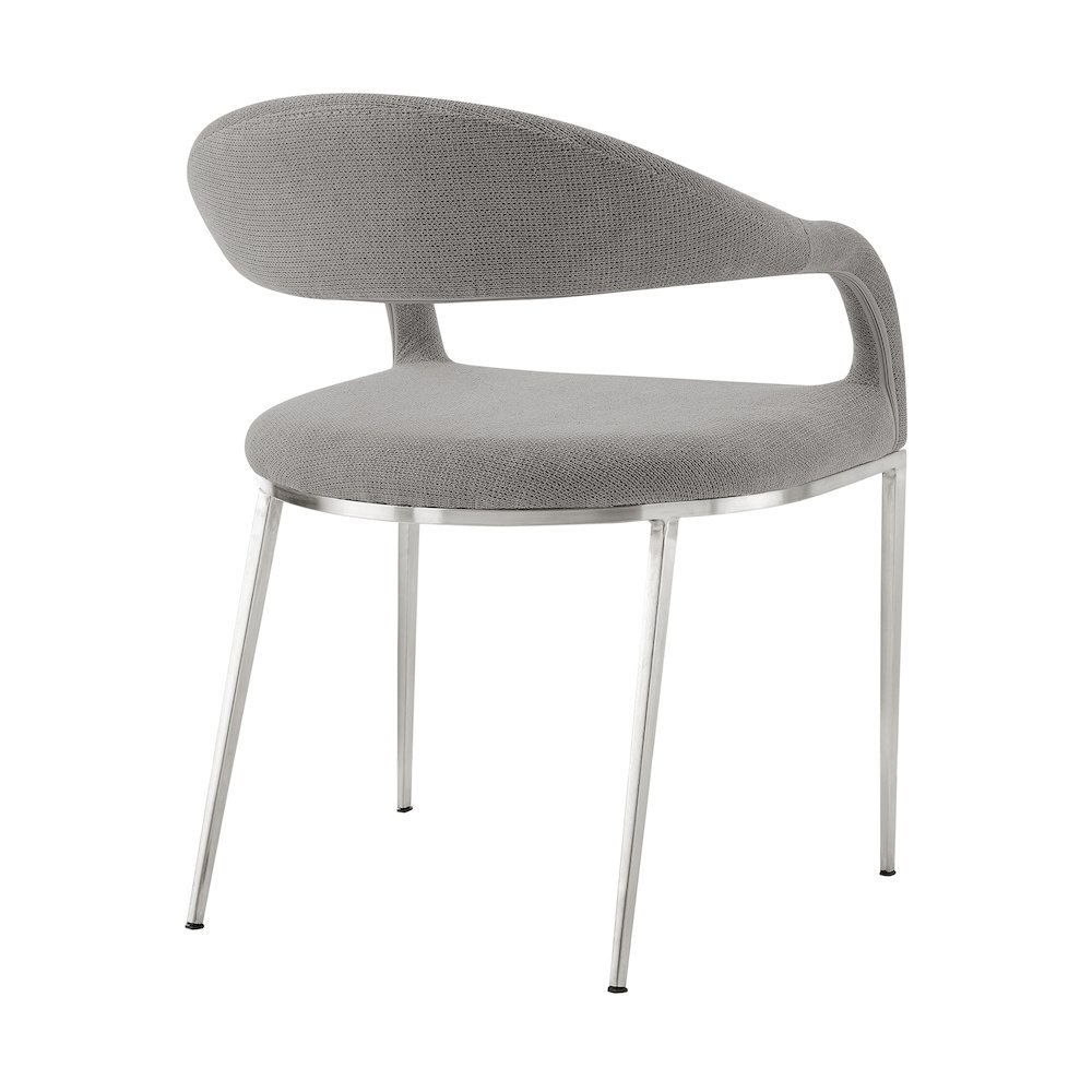 Morgan Upholstered Dining Chair with Brushed Stainless Steel. Picture 4