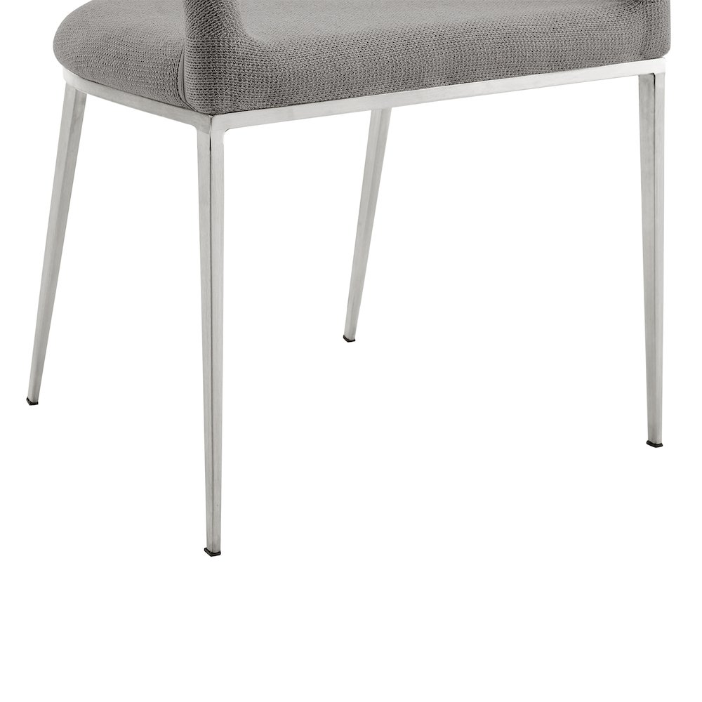 Morgan Upholstered Dining Chair with Brushed Stainless Steel. Picture 9