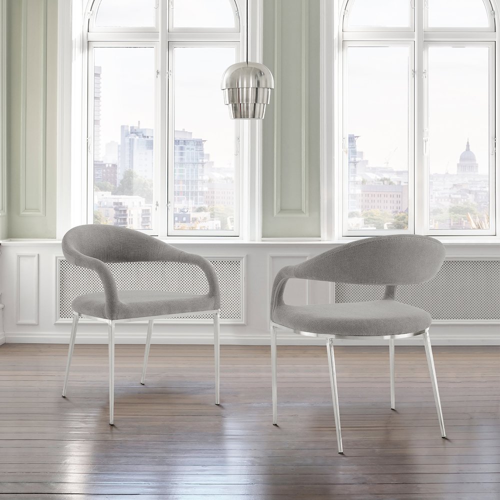 Morgan Upholstered Dining Chair with Brushed Stainless Steel. Picture 11