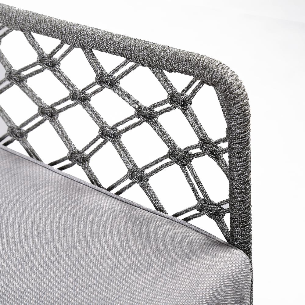 Marco Polo Indoor Outdoor Steel Lounge Chair with Grey Rope and Grey Cushion. Picture 4