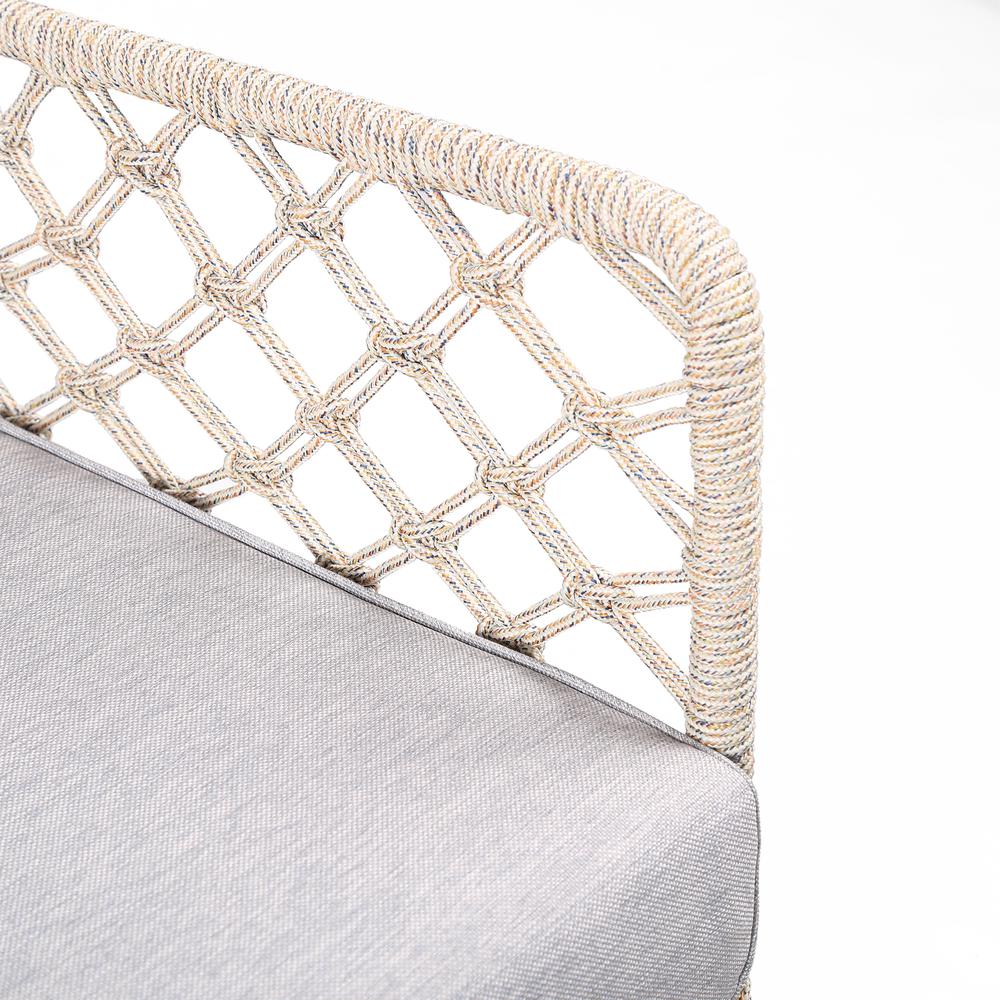 Marco Polo Indoor Outdoor Steel Lounge Chair with Natural Springs Rope and Grey Cushion. Picture 4