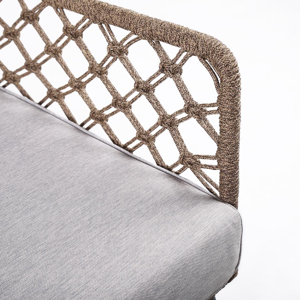 Marco Polo Indoor Outdoor Steel Lounge Chair with Truffle Rope and Grey Cushion. Picture 4