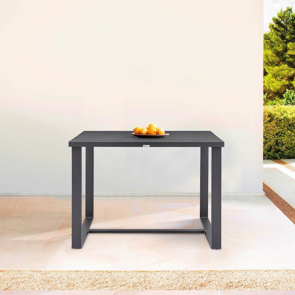 Menorca Outdoor Patio Bar Height Dining Table in Aluminum. Picture 5