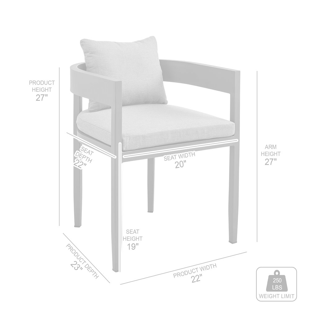 Menorca Outdoor Patio 5-Piece Dining Table Set in Aluminum with Gray Cushions. Picture 11