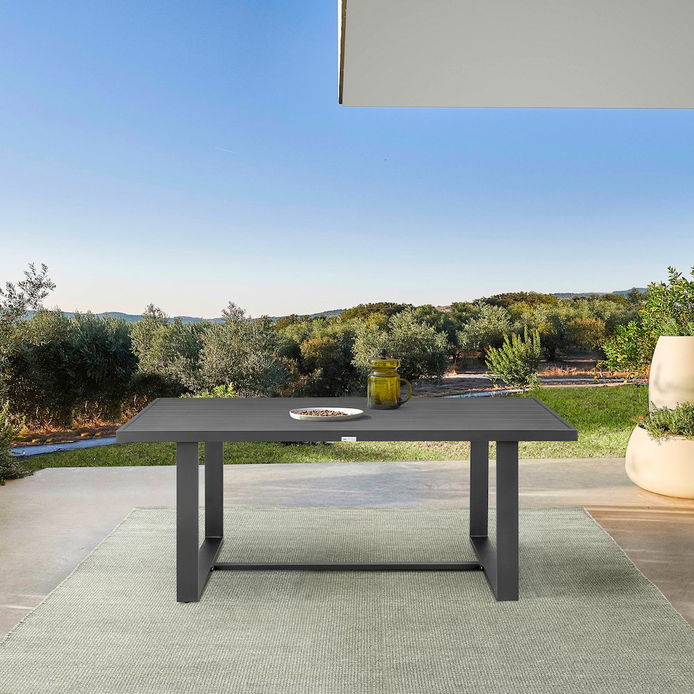 Menorca Outdoor Patio Dining Table in Aluminum. Picture 5
