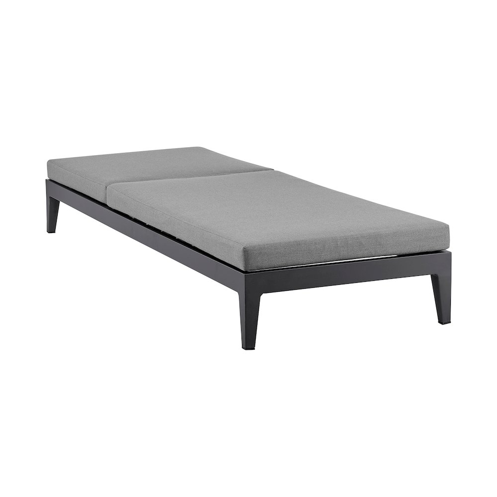 Outdoor Patio Adjustable Chaise Lounge Chair in Aluminum with Gray Cushions. Picture 6