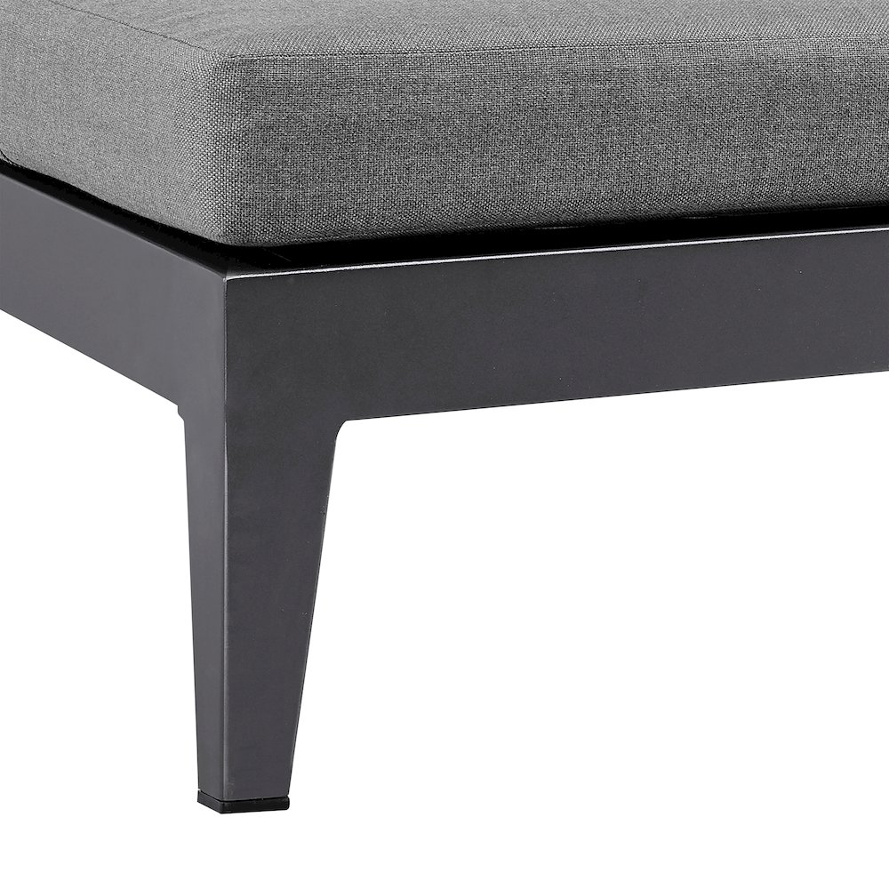 Outdoor Patio Adjustable Chaise Lounge Chair in Aluminum with Gray Cushions. Picture 8