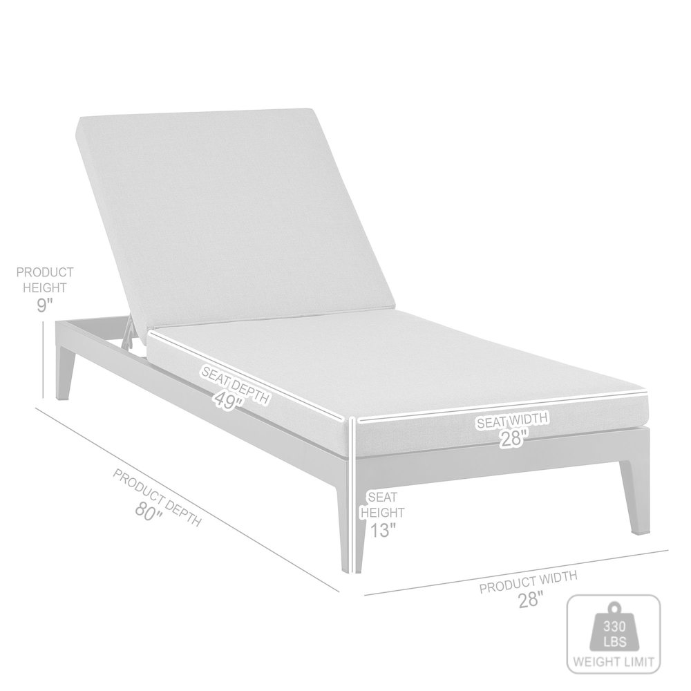 Outdoor Patio Adjustable Chaise Lounge Chair in Aluminum with Gray Cushions. Picture 11