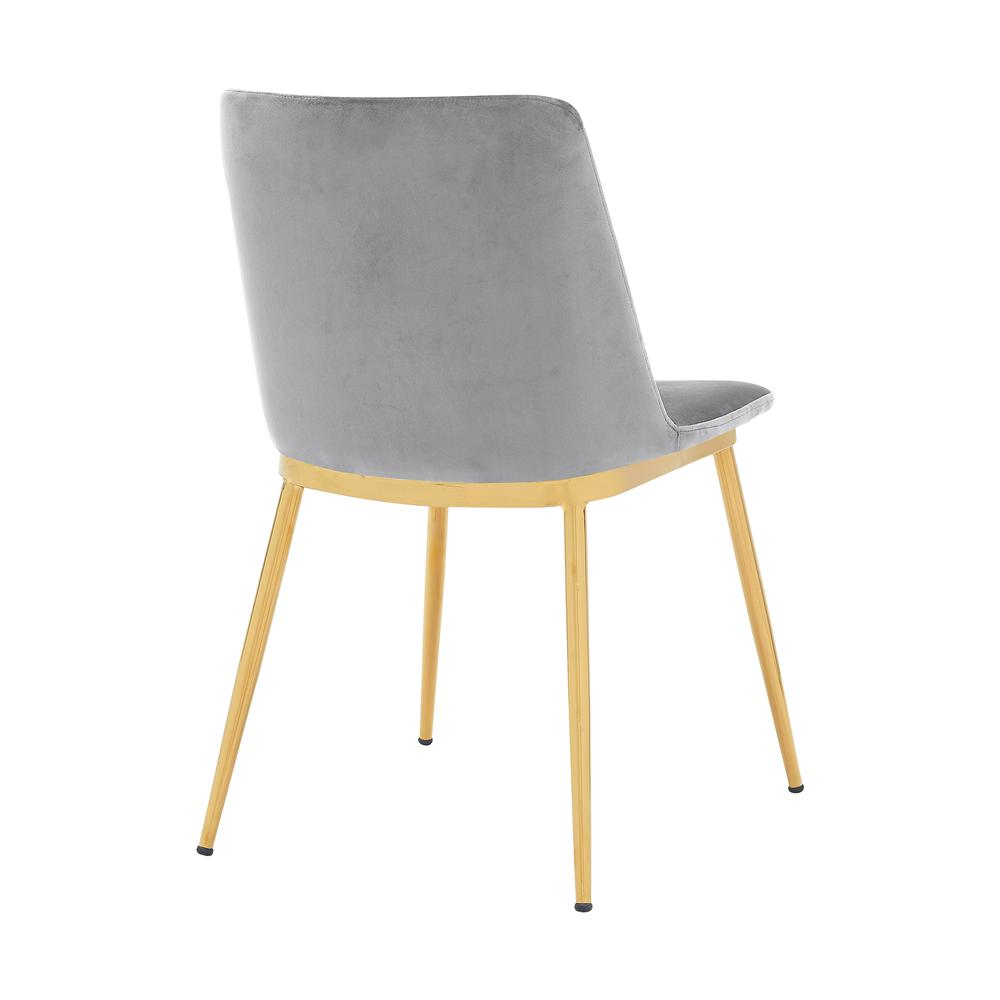 Messina Modern Gray Velvet and Gold Metal Leg Dining Room Chairs - Set of 2. Picture 4