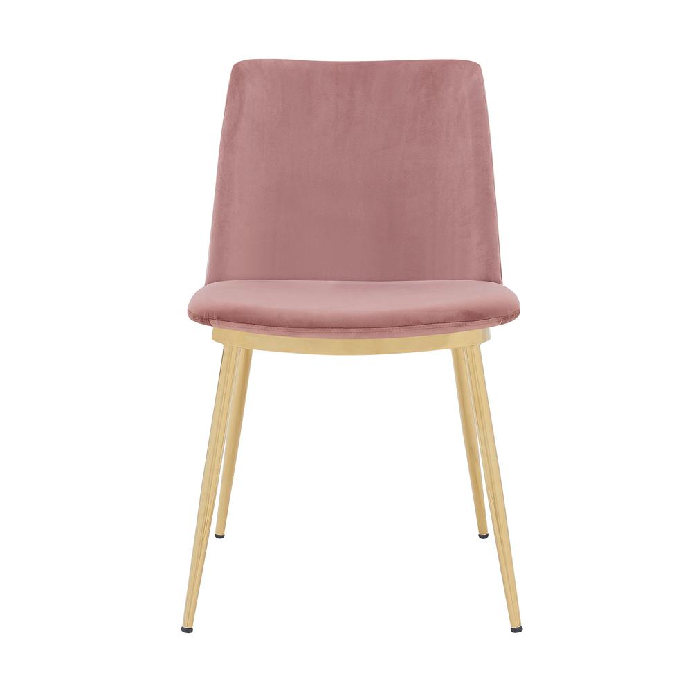 Messina Modern Pink Velvet and Gold Metal Leg Dining Room Chairs - Set of 2. Picture 3