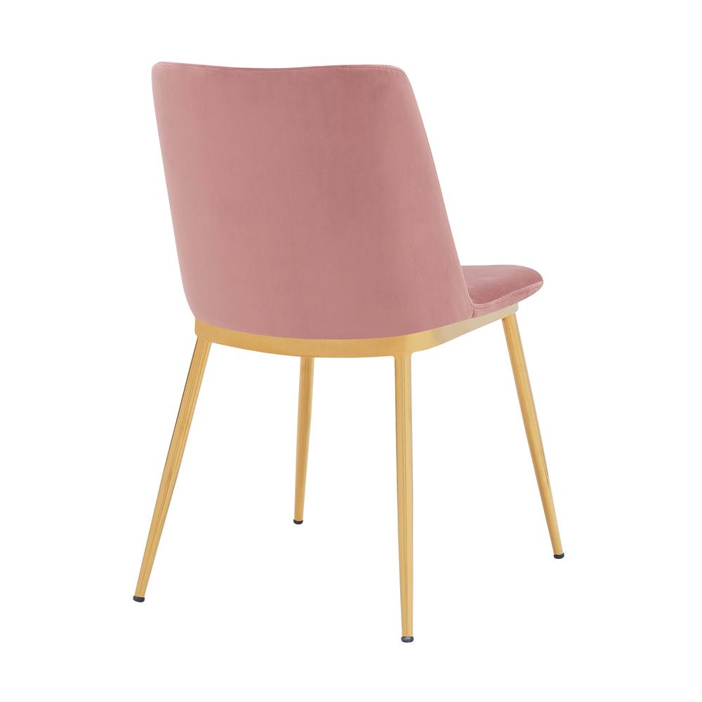 Messina Modern Pink Velvet and Gold Metal Leg Dining Room Chairs - Set of 2. Picture 4