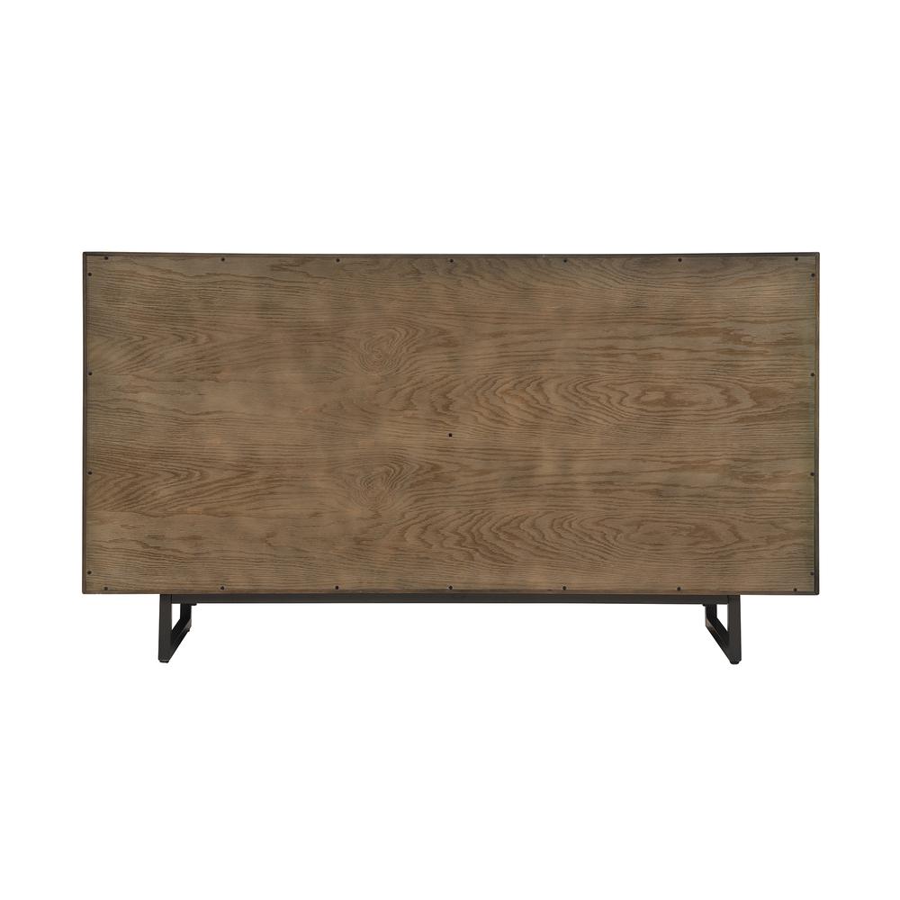 Marquis 6 Drawer Oak Wood Dresser with Black Metal Legs. Picture 3