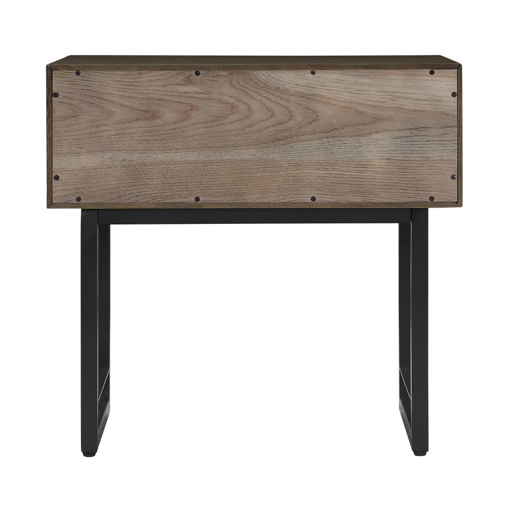 Marquis 1 Drawer Oak Wood Nighstand with Black Metal Legs. Picture 3