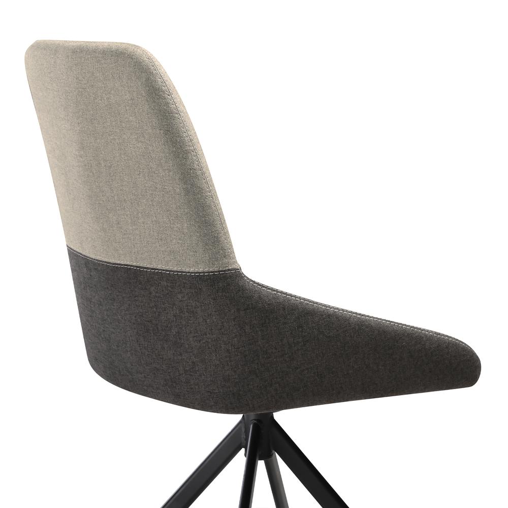 Swivel Upholstered Dining Chair in Fabric Gray Black Metal Legs - Set of 2. Picture 6
