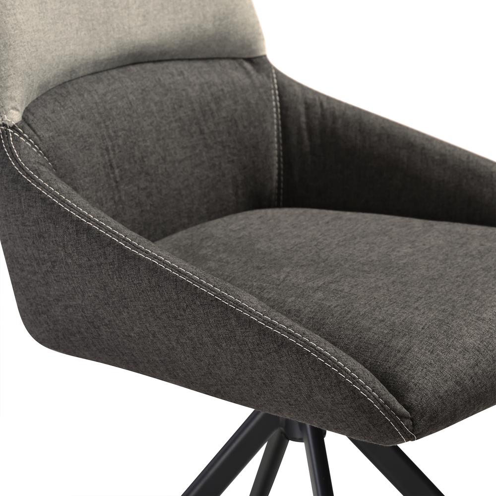 Swivel Upholstered Dining Chair in Fabric Gray Black Metal Legs - Set of 2. Picture 8