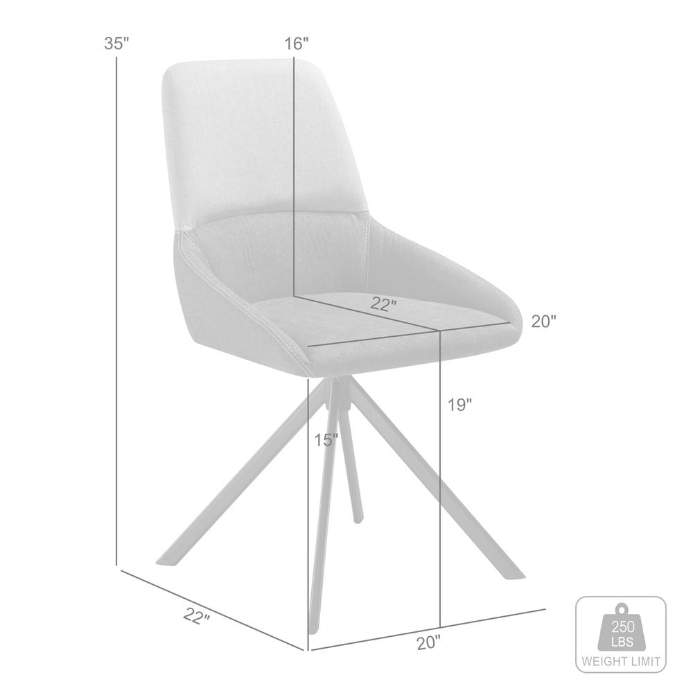 Swivel Upholstered Dining Chair in Fabric Gray Black Metal Legs - Set of 2. Picture 9