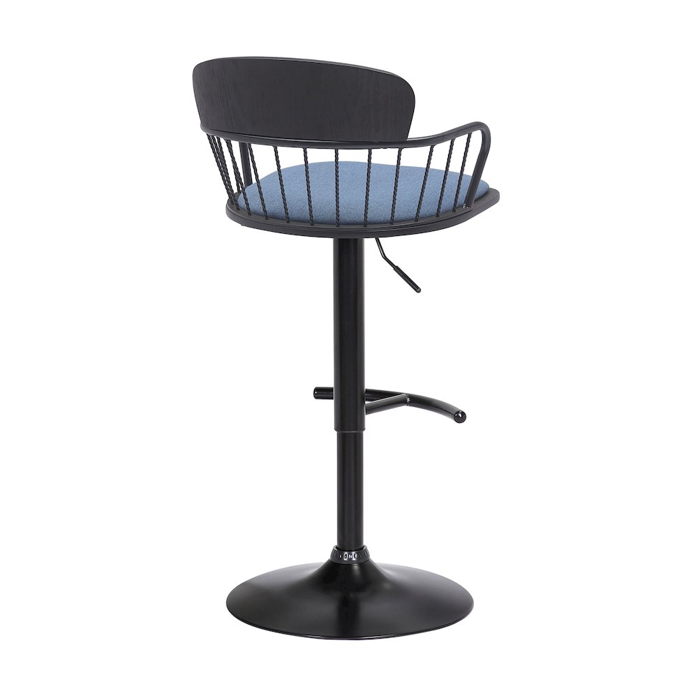 Nash Upholstered Wood Adjustable Bar Stool with Black Metal Base. Picture 3