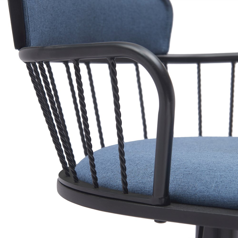Nash Upholstered Wood Adjustable Bar Stool with Black Metal Base. Picture 6