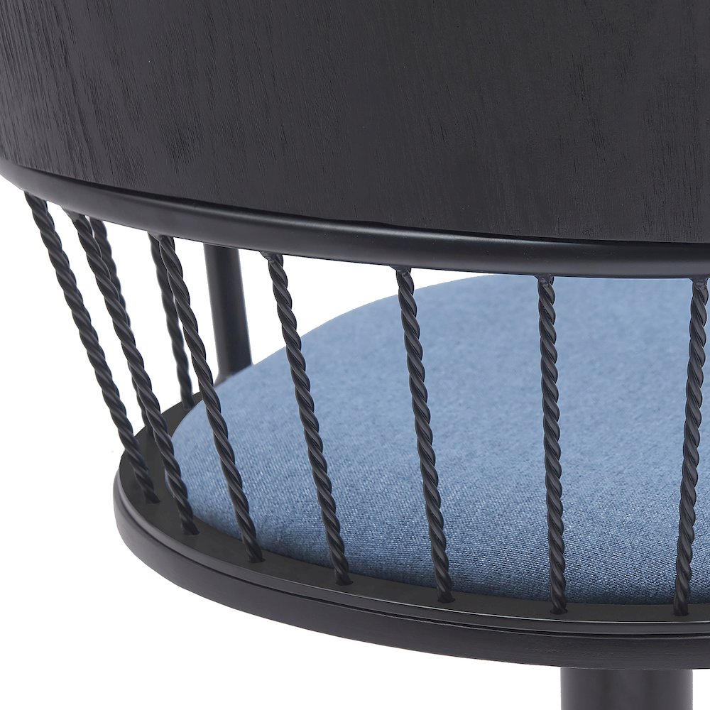 Nash Upholstered Wood Adjustable Bar Stool with Black Metal Base. Picture 7