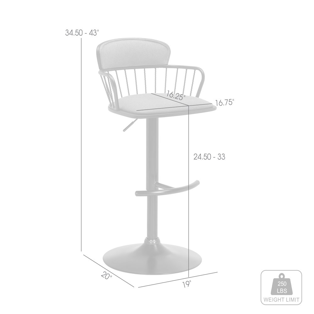 Nash Upholstered Wood Adjustable Bar Stool with Black Metal Base. Picture 10
