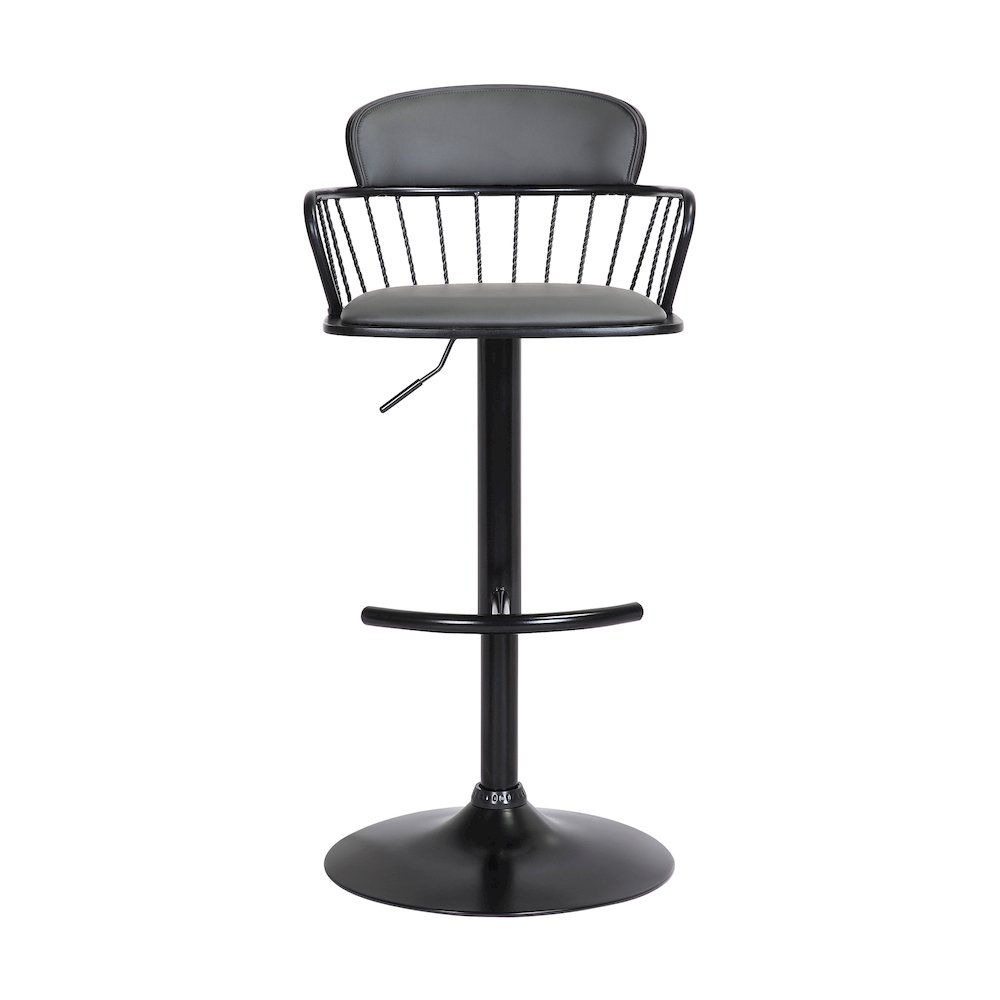 Nash Upholstered Wood Adjustable Bar Stool with Black Metal Base. Picture 2