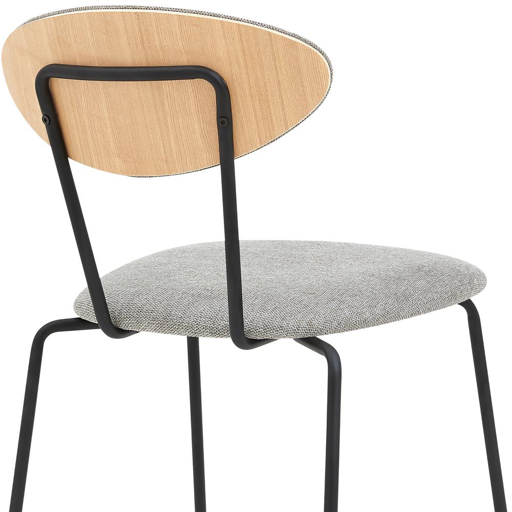 Neo Modern Gray Fabric and Black Metal Dining Room Chairs - Set of 2. Picture 5