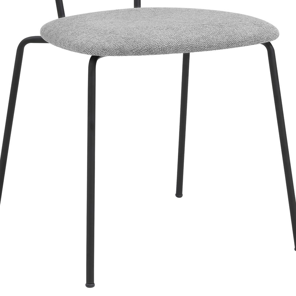 Neo Modern Gray Fabric and Black Metal Dining Room Chairs - Set of 2. Picture 6