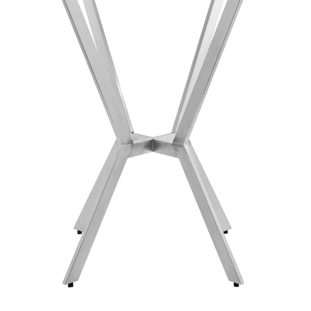 Naomi Round Glass and Brushed Stainless Steel Bar Table. Picture 3
