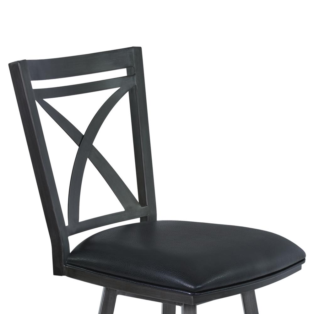 Nova 30" Bar Height Metal Swivel Brastool in Ford Black Pu and Mineral Finish. Picture 3