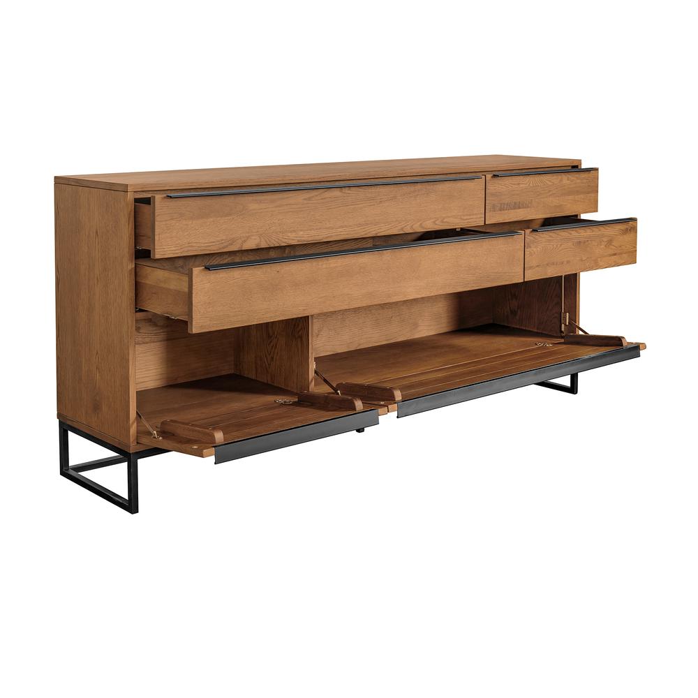 Nevada Rustic Oak Wood Sideboard In Balsamico. Picture 3