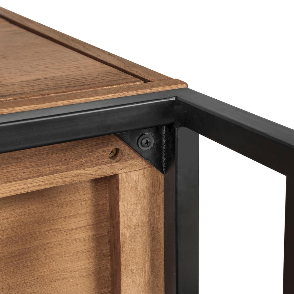 Nevada Rustic Oak Wood Sideboard In Dark Brown. Picture 6