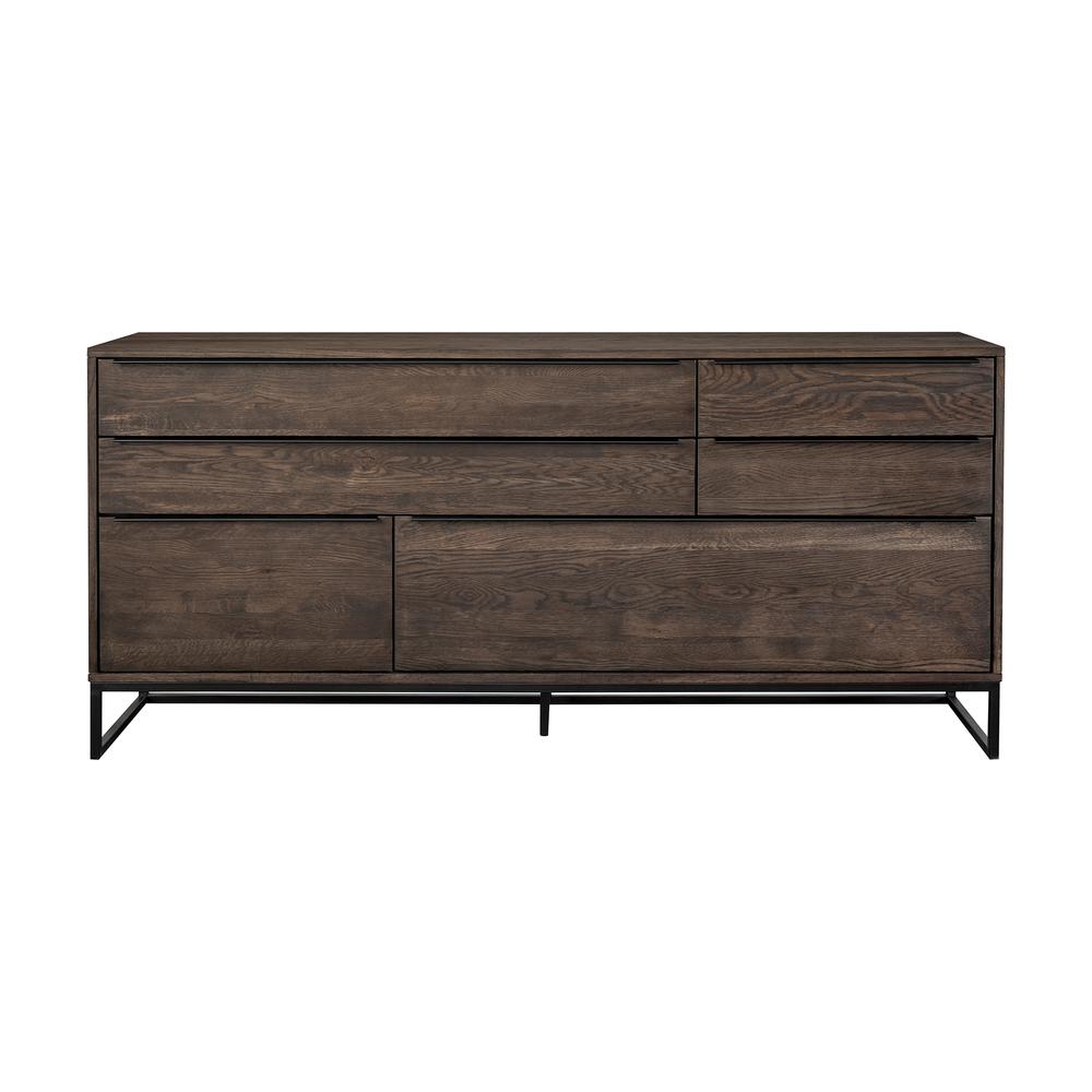 Nevada Rustic Oak Wood Sideboard In Dark Brown. Picture 1