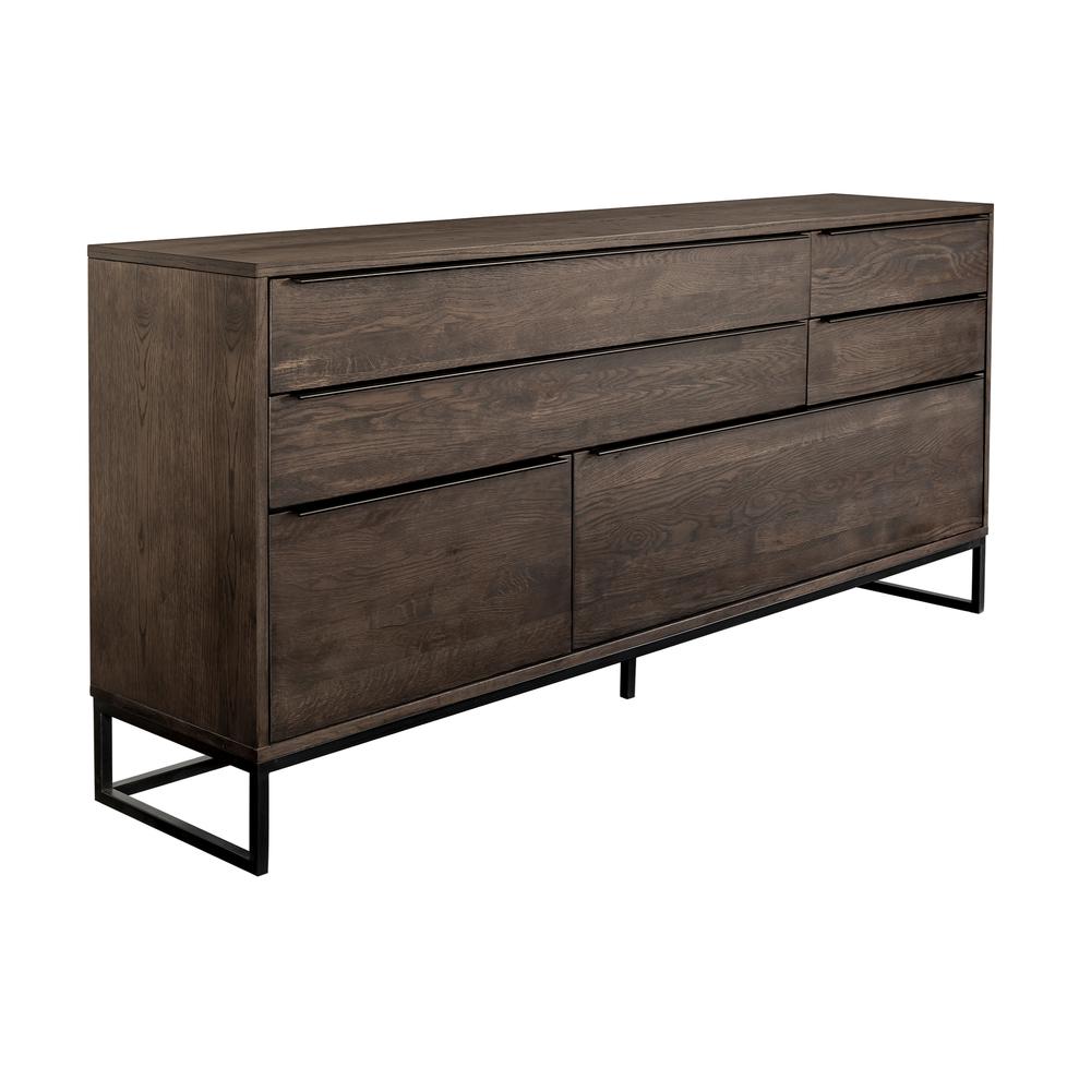 Nevada Rustic Oak Wood Sideboard In Dark Brown. Picture 2