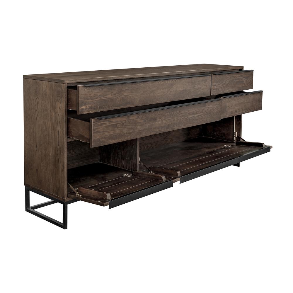Nevada Rustic Oak Wood Sideboard In Dark Brown. Picture 3