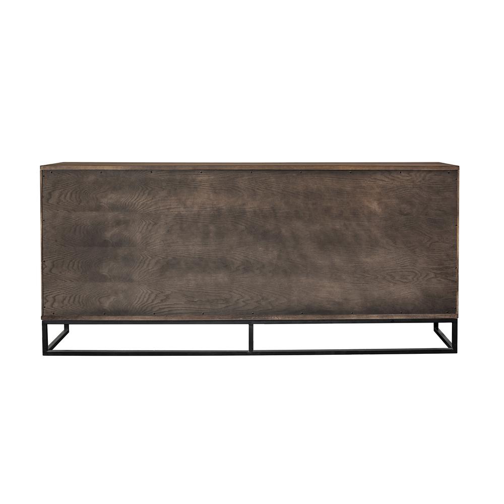 Nevada Rustic Oak Wood Sideboard In Dark Brown. Picture 4